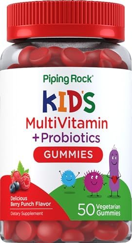 Multivitamínico y Probiótico para Niños Piping Rock | 50 Gomas | Sabor Berry Punch | Suplemento Vegetariano, Sin OGM, Sin Gluten - imagen 1