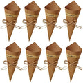 Conos de Papel Kraft Luzen 50 Pcs para Ramo, Decoración de Mesa de Boda, Regalos y Fiestas, con Cuerdas de Yute, Color Café - imagen 1