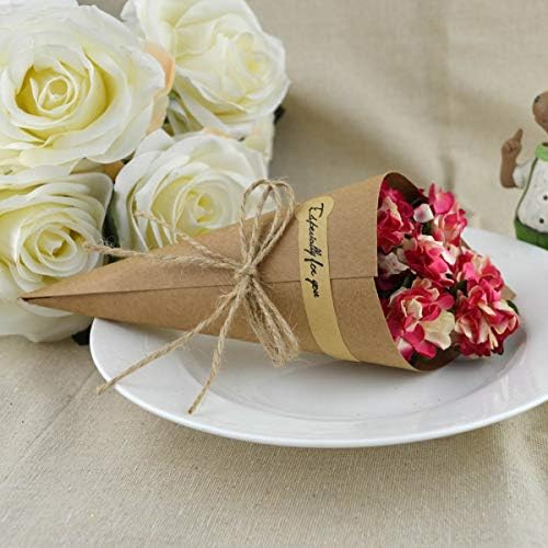 Conos de Papel Kraft Luzen 50 Pcs para Ramo, Decoración de Mesa de Boda, Regalos y Fiestas, con Cuerdas de Yute, Color Café - imagen 4