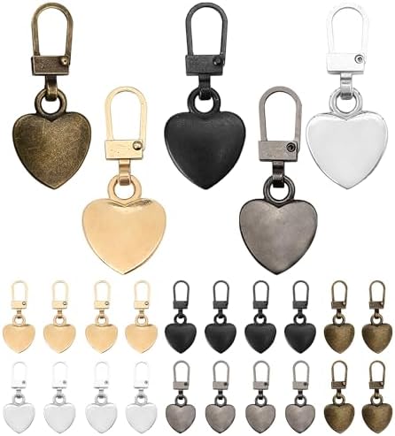 20 Piezas de Tiradores de Cremallera Multicolor en Forma de Corazón, Repuestos de Metal Decorativos para Maletas, Bolsos, Mochilas y Ropa - imagen 1