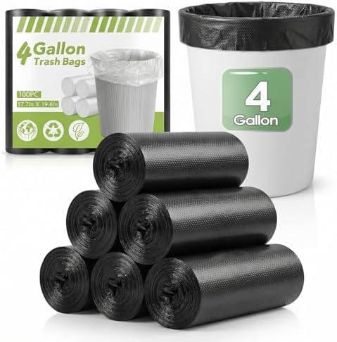 Bolsas de Basura IUI de 4 Galones, 100 Piezas, 17.7 x 19.6 - Resistentes y Sin Olor para Baño, Cocina y Oficina - 15 Litros - imagen 1
