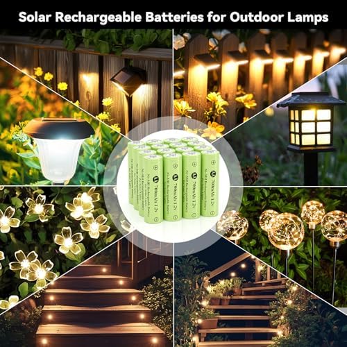 Baterías Recargables AA JinniuX de 16 Piezas Ni-Mh 1.2V 700mAh para Luces Solares de Jardín y Paisajismo - imagen 2