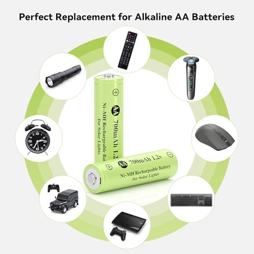 Baterías Recargables AA JinniuX de 16 Piezas Ni-Mh 1.2V 700mAh para Luces Solares de Jardín y Paisajismo - imagen 3