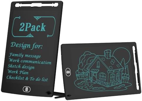 Tableta de Escritura LCD TIQUS de 8.5 Pulgadas - Paquete de 2, Lista de Verificación para Oficina, Cocina y Comunicación para Sordos [Negro] - imagen 1
