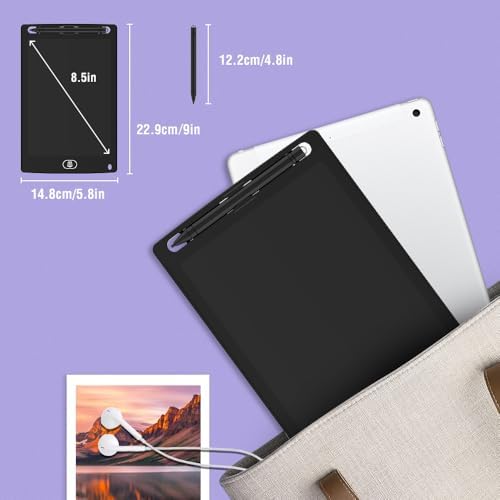 Tableta de Escritura LCD TIQUS de 8.5 Pulgadas - Paquete de 2, Lista de Verificación para Oficina, Cocina y Comunicación para Sordos [Negro] - imagen 5