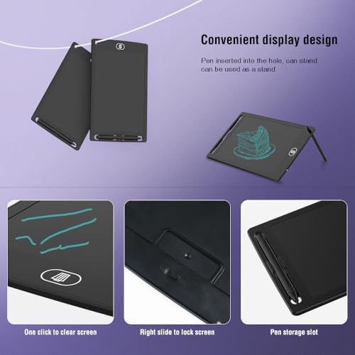 Tableta de Escritura LCD TIQUS de 8.5 Pulgadas - Paquete de 2, Lista de Verificación para Oficina, Cocina y Comunicación para Sordos [Negro] - imagen 6
