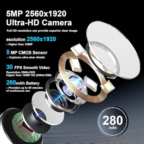 Herramienta de Remoción de Cerumen FoxSync 5MP con Cámara HD 2560x1920 – Incluye Set de 11 Puntas para Oídos, 7 Puntas de Silicón, Batería de 280mAh - imagen 2