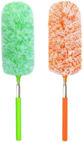 Paquete de 2 Plumero Extensible de Microfibra, Cabezal Electrostático, Varilla de Extensión de hasta 30 Pulgadas, Plumero para Auto, Plumero - imagen 1