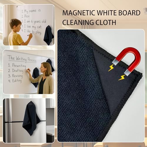 Paquete de 4 Paños Magnéticos de Microfibra Threvortax para Limpiar Pizarras, Vidrio y Más, 10'' x 10'' - imagen 3