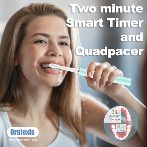 Cepillo de Dientes Eléctrico ORALEXIS para Adultos y Niños, con Raspador de Lengua y 8 Cabezas, Carga Rápida de 120 Días, 40000 VPM, Viaje - Azul - imagen 6