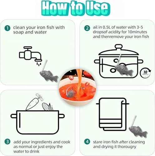 2 Piezas de Pescado de Hierro para Cocinar, Suplemento Natural Reutilizable, Herramienta Efectiva y Segura para Aumentar Niveles de Hierro, Ideal - imagen 5