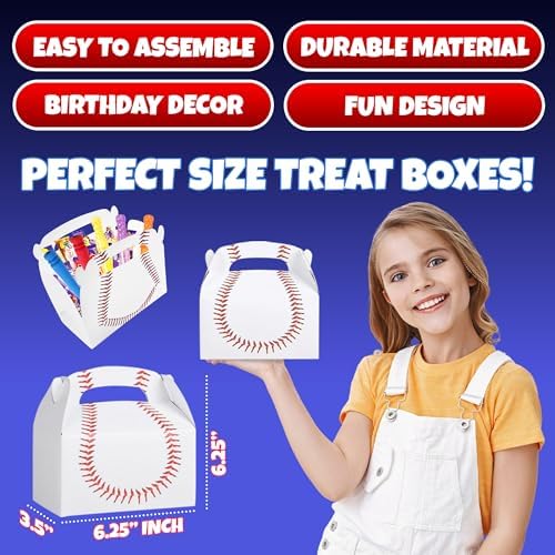 Cajas de Sorpresas de Béisbol Bedwina para Fiestas - (Paquete de 12) Cajas de Snacks para Favors y Regalos de Cumpleaños Temáticos para Niños - imagen 5