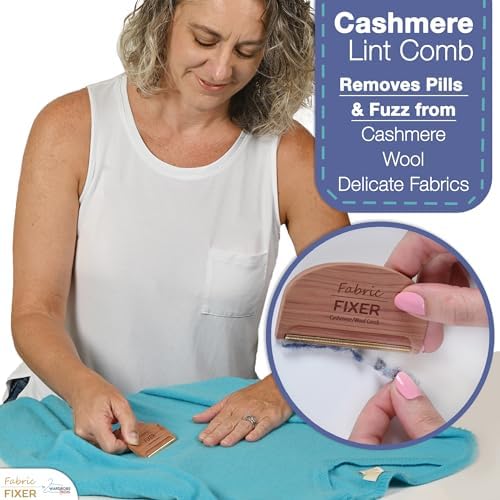 Peine Quitapelusas de Cachemira con Mango de Madera de Cedro - Peine para Suéteres y Eliminador de Pilling para Ropa Delicada, Telas, Muebles y - imagen 3