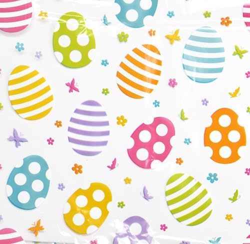 Paquete de 10 Bolsas de Celofán Grandes para Pascua, 24 x 30 Pulgadas, con Impresión de Huevos Coloridos y Cierres, Envoltura Plástica Jumbo para - imagen 4