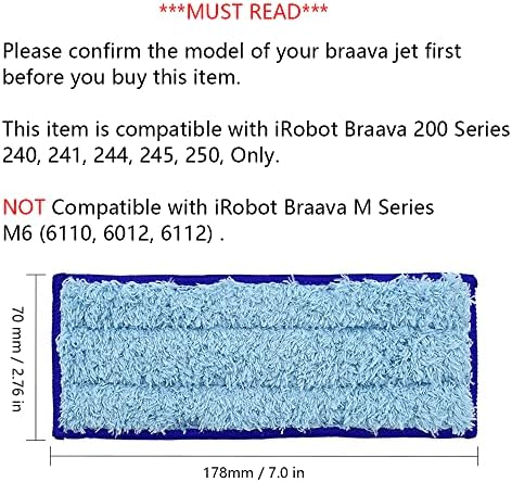 Paquete de 6 almohadillas de mopa húmeda reutilizables y lavables Neutop, compatibles con iRobot Braava Jet 240, 241, 244, 245, 250, color azul. - imagen 3