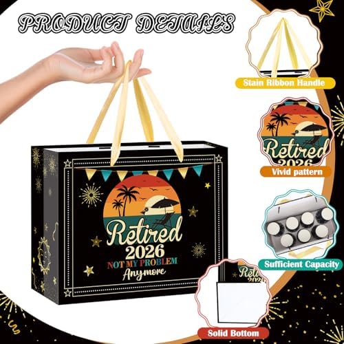 Bolsa de Regalo de Retiro Vintage TagreSpike 2026 para Hombres y Mujeres, Papel de Regalo con Tarjeta y Papel de Seda, Regalos Divertidos para - imagen 4