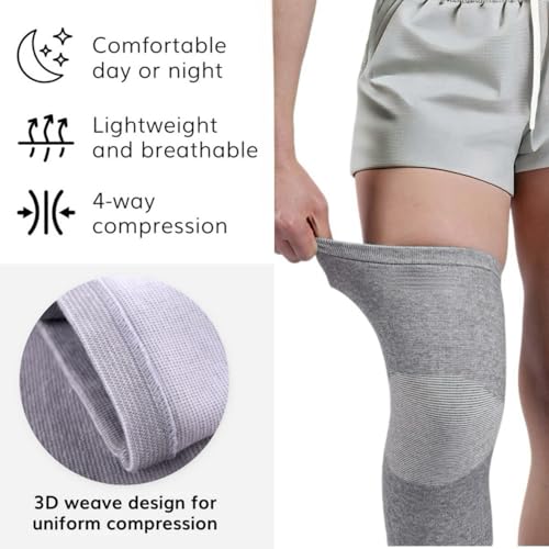Mangas de Rodilla Inflossom de Bambú, Paquete de 2, Faja de Compresión Elástica para Hombres y Mujeres, Alivio del Dolor de Rodilla (X-Large) - imagen 3