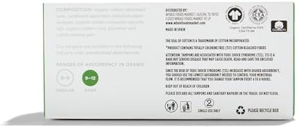 Tampones 365 de Whole Foods Market con aplicadores de cartón, súper absorbentes, hechos con algodón orgánico, sin fragancia, 14 piezas - imagen 3