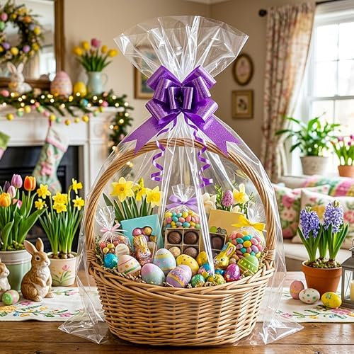 Bolsas de Celofán Grandes Yotelab 25x31 Pulgadas, 20 Piezas Transparentes para Cestas de Regalo (Cinta NO Incluida) - imagen 4