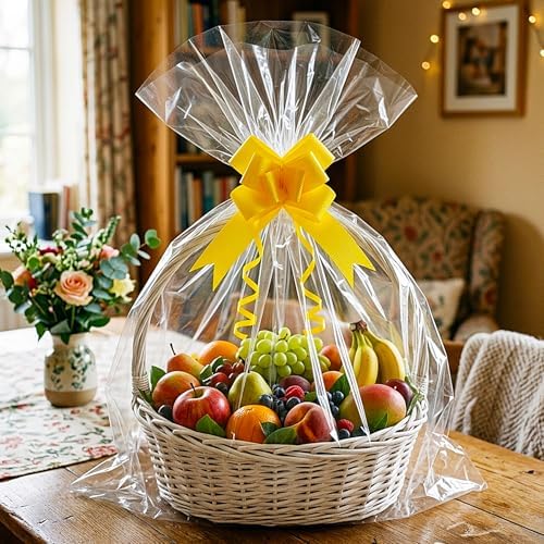 Bolsas de Celofán Grandes Yotelab 25x31 Pulgadas, 20 Piezas Transparentes para Cestas de Regalo (Cinta NO Incluida) - imagen 7