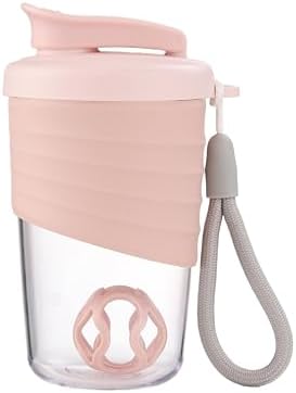 Botella Mezcladora de Proteína kuoleopa, Rosa, 14 oz, a Prueba de Fugas, con Agarre de Silicón Antideslizante, Bola Mezcladora y Correa de Nylon - imagen 1