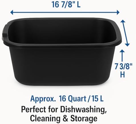 KAYAM360 Tazón de Plástico de 18 Cuartos, Cubeta Multiusos Negra para Cocina, Lavado y Tareas de Limpieza - imagen 6