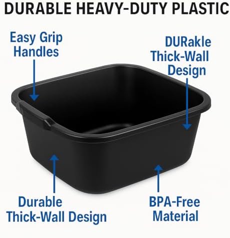KAYAM360 Tazón de Plástico de 18 Cuartos, Cubeta Multiusos Negra para Cocina, Lavado y Tareas de Limpieza - imagen 7