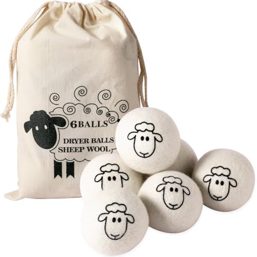 Pelotas de Secadora de Lana (Paquete de 6) – 100% Lana Orgánica de Nueva Zelanda, Suavizante Natural, Reutilizables, Reducen Arrugas y Tiempo de - imagen 1