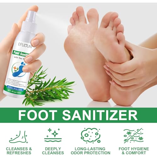 Spray para Pies de Aceite de Árbol de Té, Spray Refrescante Transparente 120ML, Natural y Efectivo - imagen 2