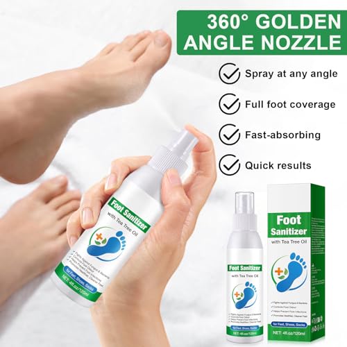 Spray para Pies de Aceite de Árbol de Té, Spray Refrescante Transparente 120ML, Natural y Efectivo - imagen 4
