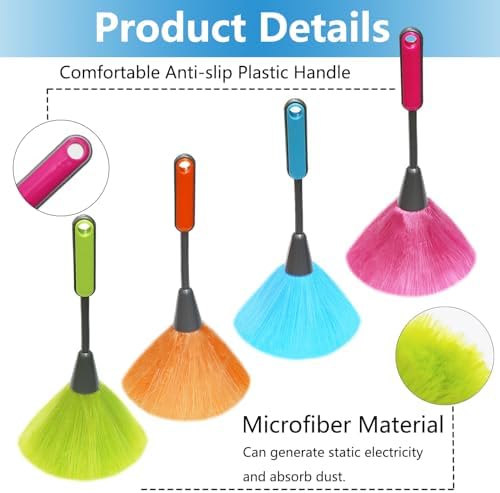 Paquete de 4 Plumillas de Microfibra de 10 Pulgadas, Plumero para Limpiar Teclados, Pantallas de Computadora, Libros y Más - imagen 5