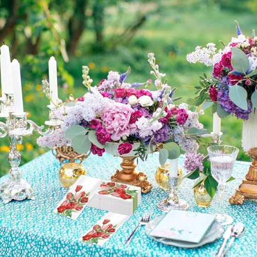 Servilletas de Papel Desechables con Diseño de Tulipanes, 100 Pzs, Servilletas para Almuerzo y Cena, Decoración para Fiesta, Baby Shower, Boda, - imagen 5