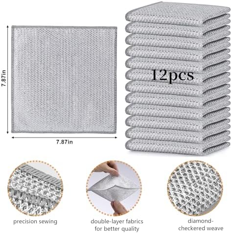 Paquete de 12 Trapos de Alambre Multifuncionales sin Rayones para Lavado de Platos, Esponjas y Paños de Limpieza de Cocina - imagen 2