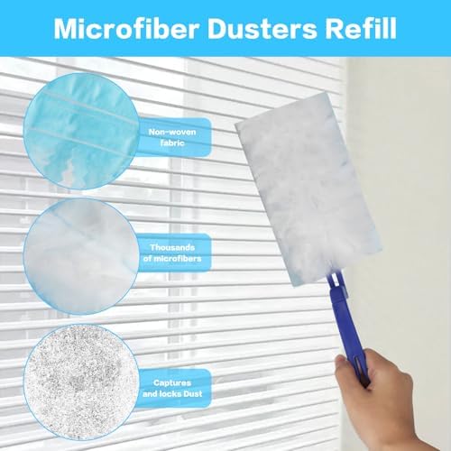 20 Piezas de Repuestos para Swiffer Duster, Trapeador Pesado con Mango, Repuestos de Microfibra para Limpiar Persianas, Muebles y Ventiladores - imagen 3