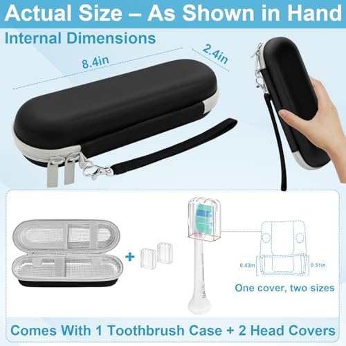 Funda de Viaje ICIMBI para Cepillo de Dientes Eléctrico Philips Sonicare 4100 6100 5100 6500, Protector EVA Resistente al Agua (Incluye 2 Cubiertas - imagen 3