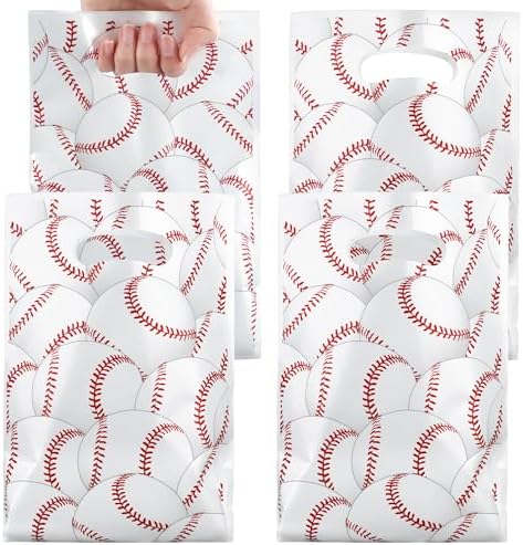 Bolsas de Regalo de Béisbol Peony Man de 50 Piezas con Asa - Bolsas Plásticas para Fiesta Deportiva, Dulces y Sorpresas para Cumpleaños - imagen 1