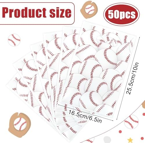 Bolsas de Regalo de Béisbol Peony Man de 50 Piezas con Asa - Bolsas Plásticas para Fiesta Deportiva, Dulces y Sorpresas para Cumpleaños - imagen 2