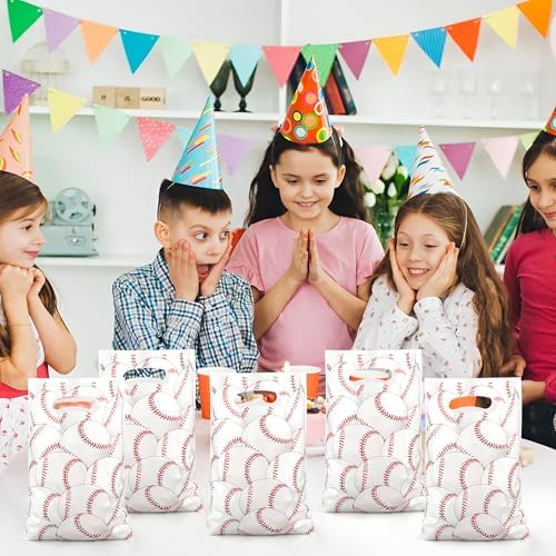 Bolsas de Regalo de Béisbol Peony Man de 50 Piezas con Asa - Bolsas Plásticas para Fiesta Deportiva, Dulces y Sorpresas para Cumpleaños - imagen 6