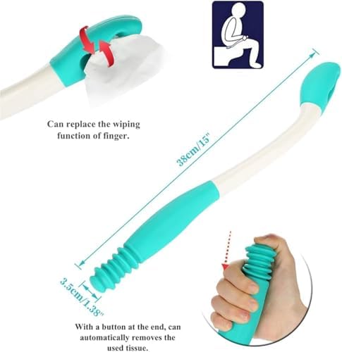 Ayuda para el Inodoro con Mango Largo – Extensión de más de 15 Pulgadas | Herramienta para Higiene e Independencia – Sujeta Papel Higiénico o - imagen 2