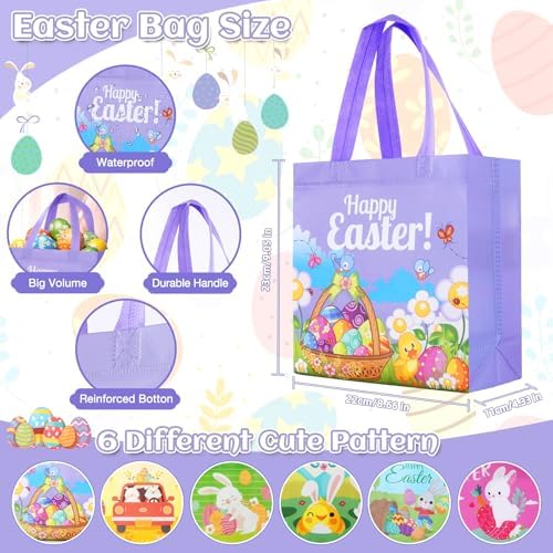 Llenadores de Cesta de Pascua, Bolsas de Pascua con Asas, 6 Paquetes de Juguetes con Diseño de Conejo, Zanahoria, Pollito y Camión, Perfectos para - imagen 2