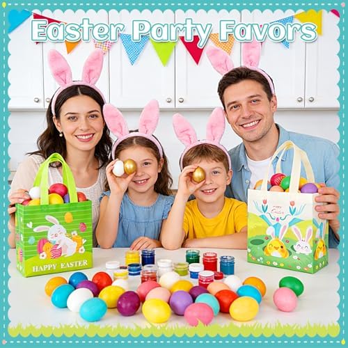 Llenadores de Cesta de Pascua, Bolsas de Pascua con Asas, 6 Paquetes de Juguetes con Diseño de Conejo, Zanahoria, Pollito y Camión, Perfectos para - imagen 3