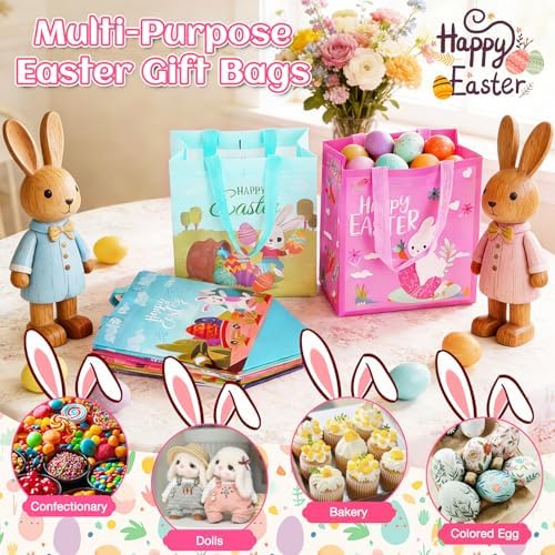 Llenadores de Cesta de Pascua, Bolsas de Pascua con Asas, 6 Paquetes de Juguetes con Diseño de Conejo, Zanahoria, Pollito y Camión, Perfectos para - imagen 4