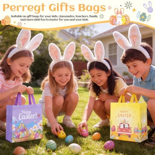 Llenadores de Cesta de Pascua, Bolsas de Pascua con Asas, 6 Paquetes de Juguetes con Diseño de Conejo, Zanahoria, Pollito y Camión, Perfectos para - imagen 5