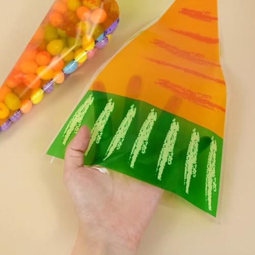 Bolsas de Regalo Totelux para Pascua, 50PCS Bolsas Claras con Diseño de Zanahoria para Galletas, Dulces y Suministros de Fiesta - imagen 4