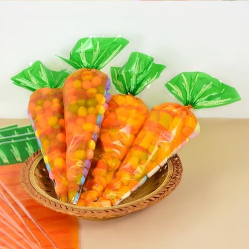 Bolsas de Regalo Totelux para Pascua, 50PCS Bolsas Claras con Diseño de Zanahoria para Galletas, Dulces y Suministros de Fiesta - imagen 5