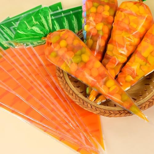 Bolsas de Regalo Totelux para Pascua, 50PCS Bolsas Claras con Diseño de Zanahoria para Galletas, Dulces y Suministros de Fiesta - imagen 6