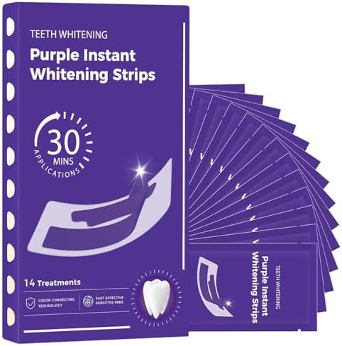 Tiras Blanqueadoras de Dientes Moradas - Fórmula Mejorada sin Residuos - Kit Blanqueador Seguro para Esmalte y Baja Sensibilidad - Tecnología de - imagen 1