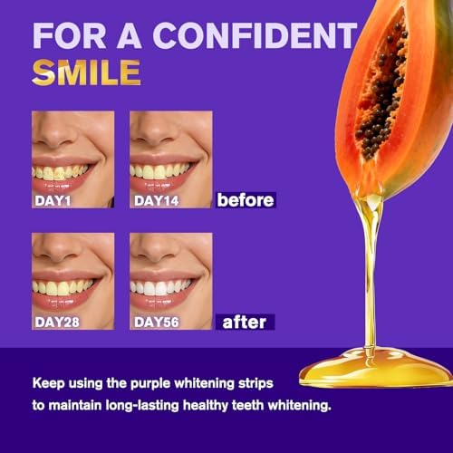 Tiras Blanqueadoras de Dientes Moradas - Fórmula Mejorada sin Residuos - Kit Blanqueador Seguro para Esmalte y Baja Sensibilidad - Tecnología de - imagen 6