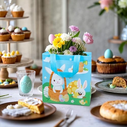 Bolsas de Caza de Huevos de Pascua GOMANCHE con Asa, 6 Pzs de Tote Reutilizables para Niños, Regalos de Intercambio para Fiestas de Primavera - imagen 5