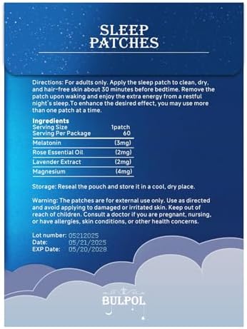 Parche para Dormir BULPOL para Adultos, 60 Piezas, Parches Mejorados para Sueño Profundo, Ingredientes Naturales, Confort Nocturno Duradero para - imagen 7